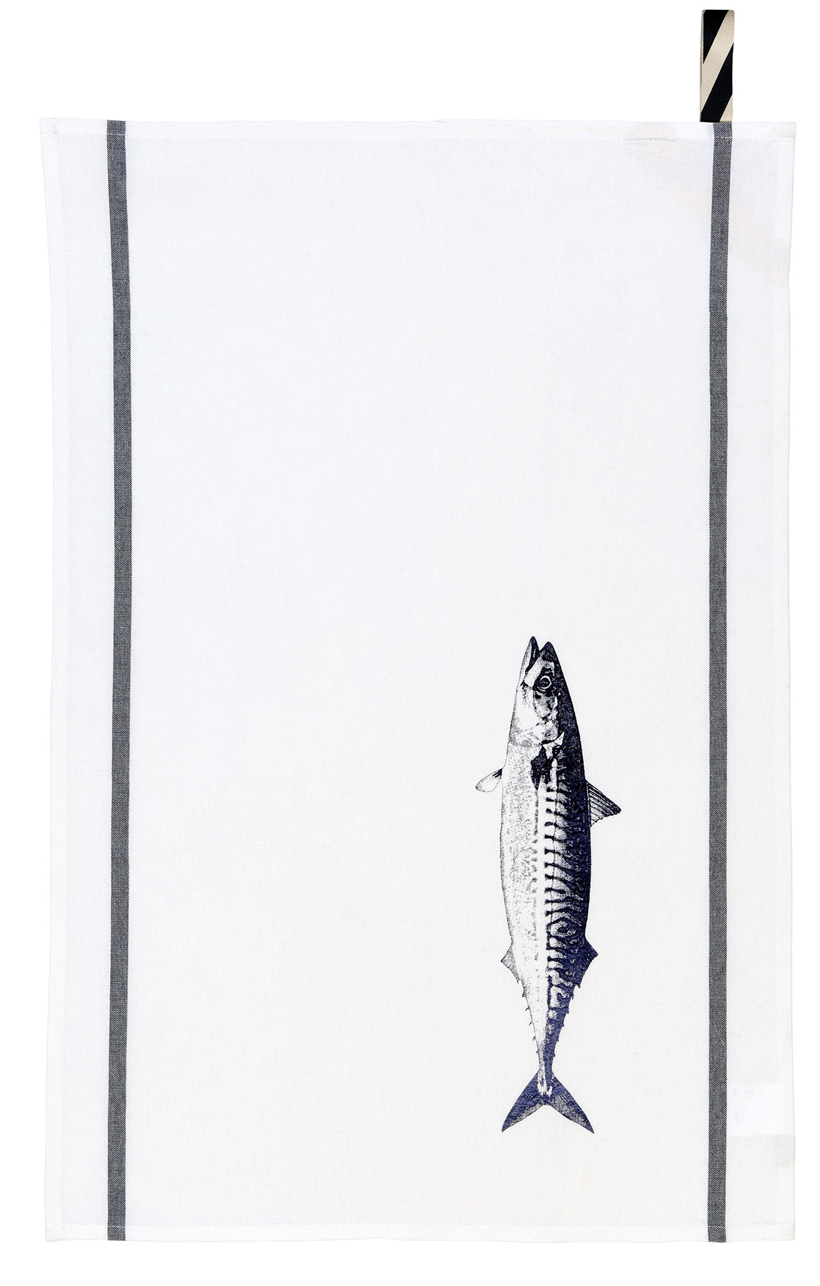 Torchon Maquereau Bright Blue Blanc 50 x 70
