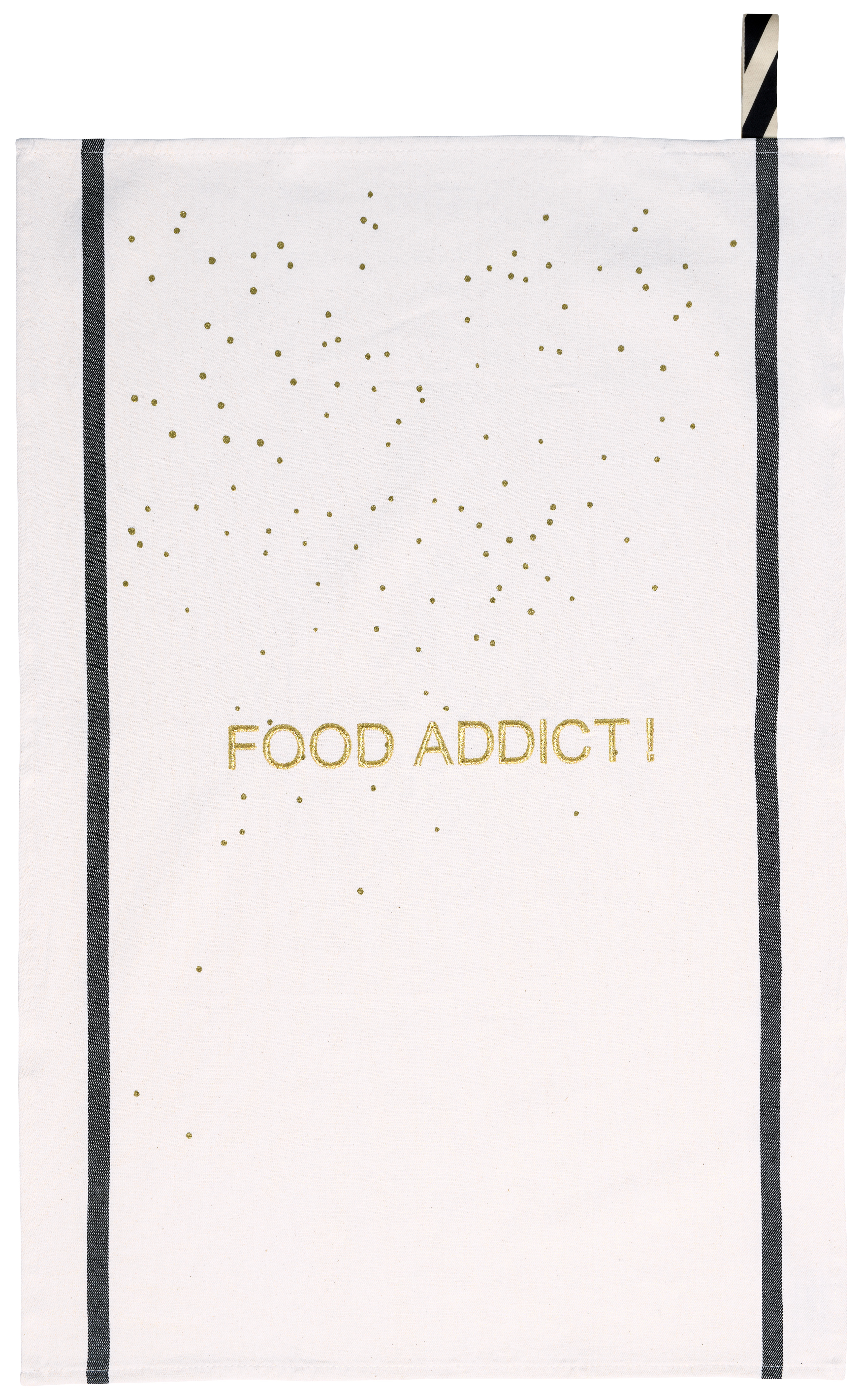 Torchon Food Addict Or Blanc 50 x 70