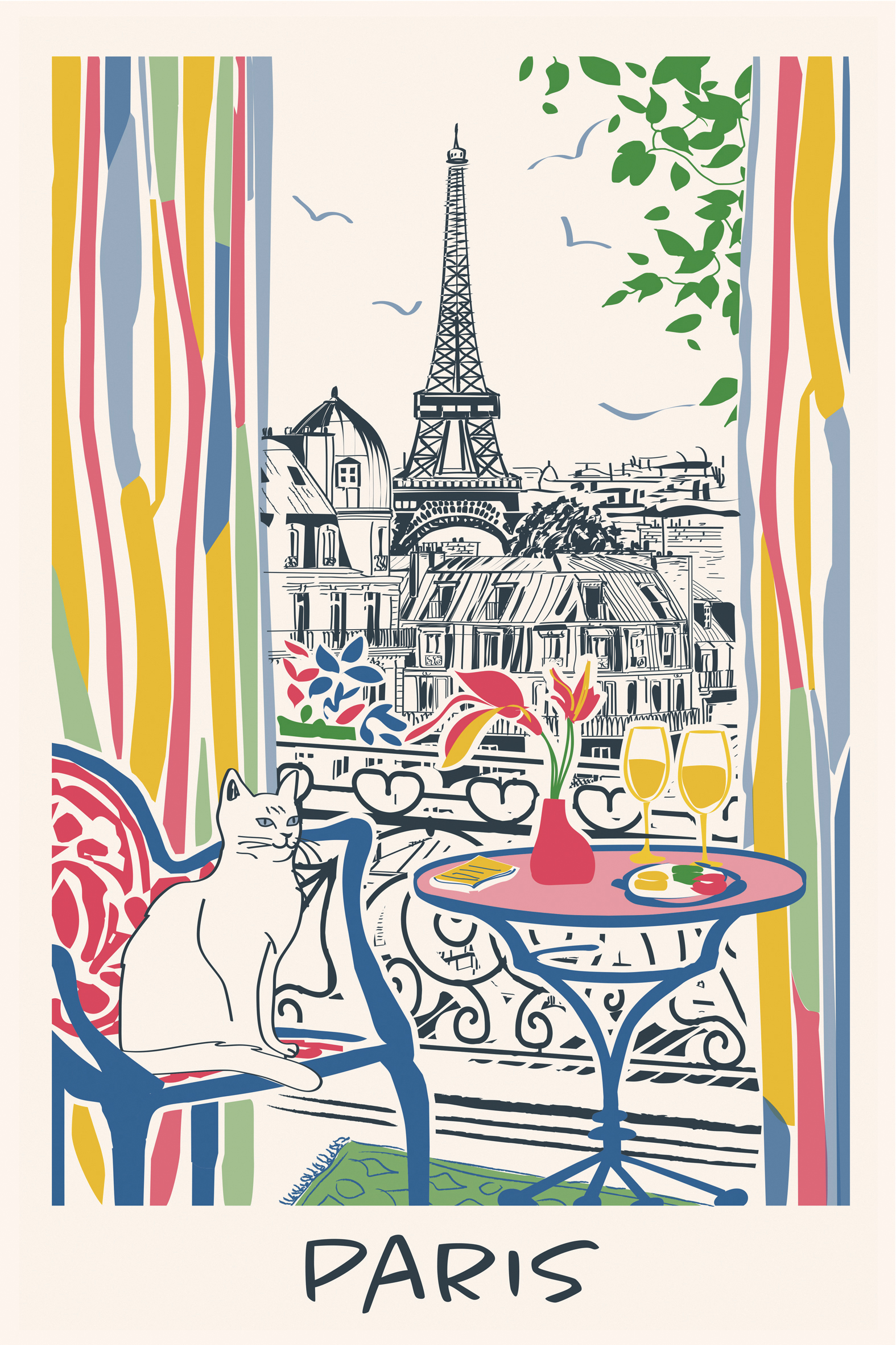 Torchon Fentre sur Paris Ecru 48 x 72