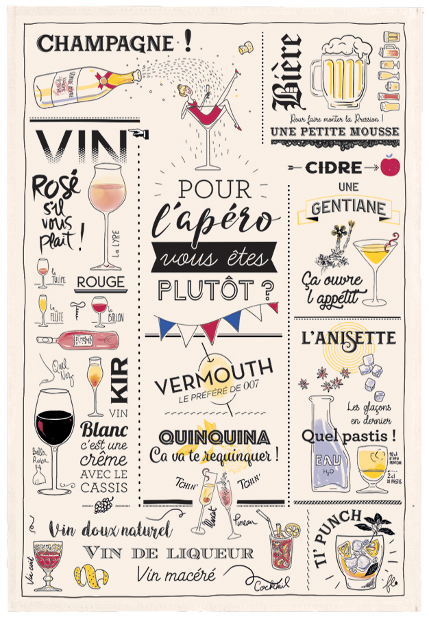Torchon Verres et apros Ecru 48 x 72