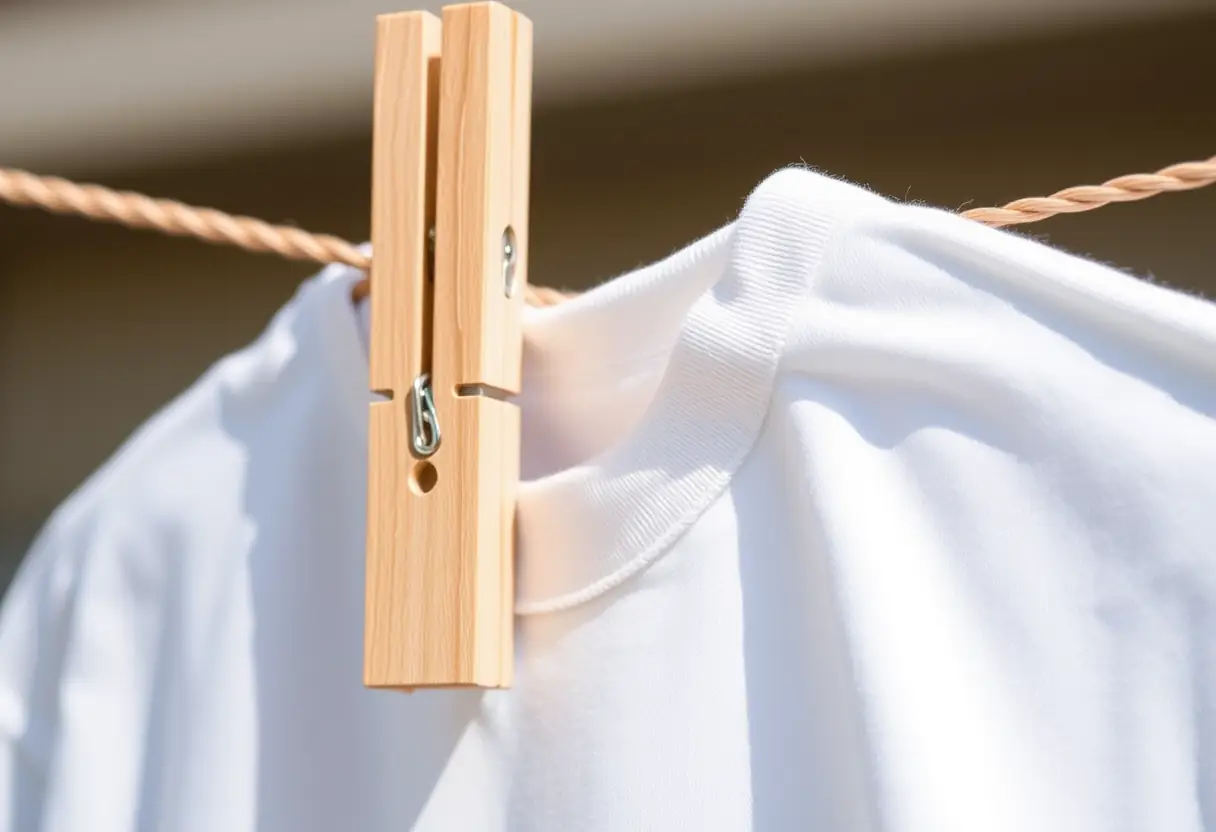 Pinces à linge en bois tenant des vêtements